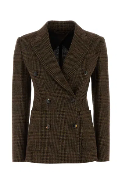 Max Mara Zulma Embroidered Cotton-blend Checked Blazer For Women