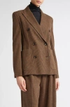 Max Mara Zulma Houndstooth Check Double Breasted Jacket In Brown