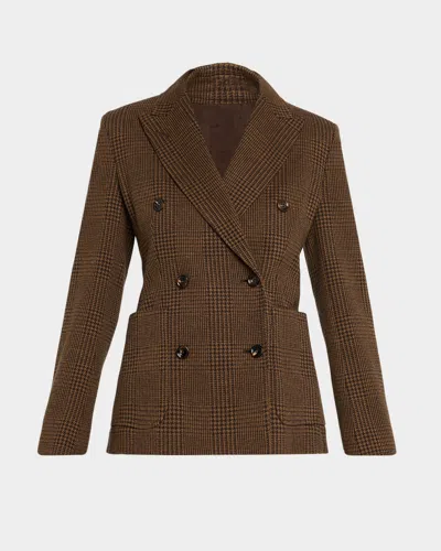MAX MARA ZULMA HOUNDSTOOTH WOOL DOUBLE-BREASTED JACKET