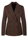 Max Mara Check Double-breasted Blazer In Brown