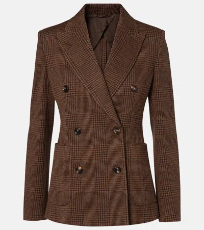 Max Mara Zulma Plaid Cotton And Wool-blend Blazer In Brown