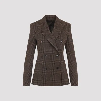Max Mara Zulma Check Pattern Jacket In Brown