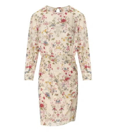 Max Mara Zuppa Ivory Floral Dress In Gold