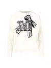 Max Mara Crew Neck Wool Cashmere Sweater With Graphic Detail