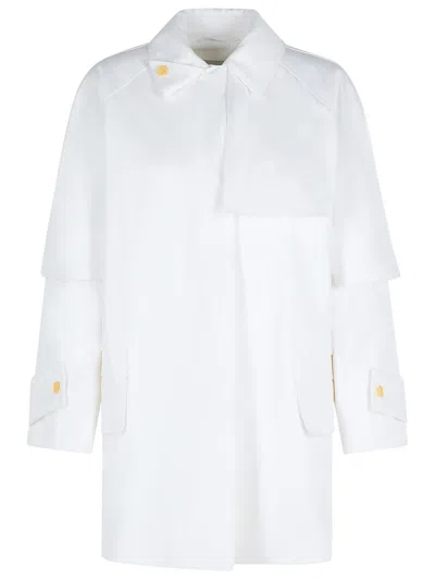 Max Mara Layered Sleeve Coat Featuring Button Detail In White