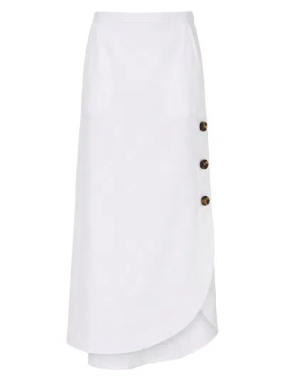 Max Mara -inspired Canvas-blend Viscose Linen Skirt In White