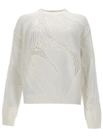 Max Mara -inspired Embroidered Cotton Sweater In White