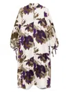 Max Mara Printed Silk Shantung Dress In White
