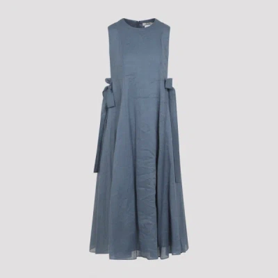 Max Mara Robe Longue En Ramie In Blue
