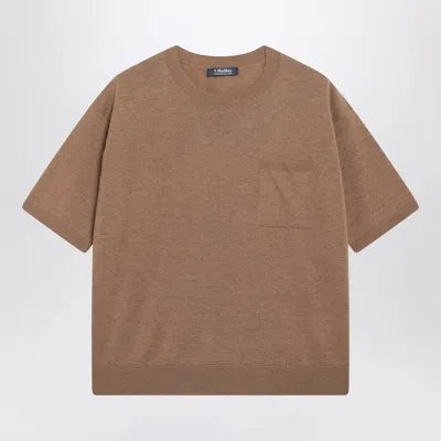 Max Mara's Max Mara`s Aurelia Camel Wool Sweater With Patch Chest Pocket In Brown