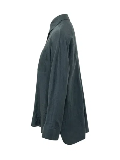 Max Mara's Max Mara`s Casual Wide Sleeve Blouse In Classic Dark