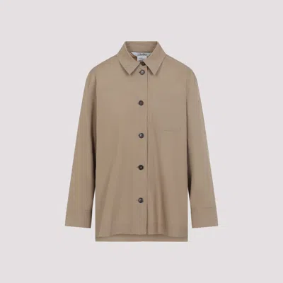 Max Mara's Marianne Popeline Shirt Jacket - Women's Mini Style In Nude