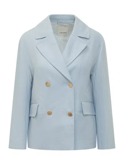 Max Mara's Max Mara`s Double-breasted Blazer In Azzurro Breeze