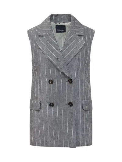 Max Mara's Max Mara`s Double-breasted Gilet For Spring/summer 2026 In Dark Blue