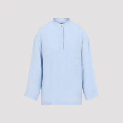 Max Mara's Max Mara`s Elegant Linen Coreana Shirt - Women's In Blue