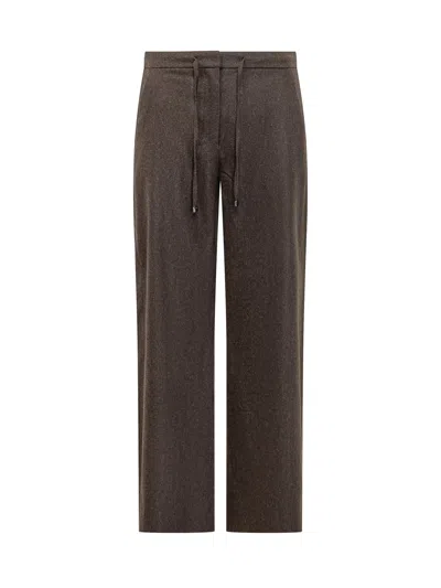 Max Mara's Max Mara`s Floria Long Virgin Wool Trousers With Stretch In Brown