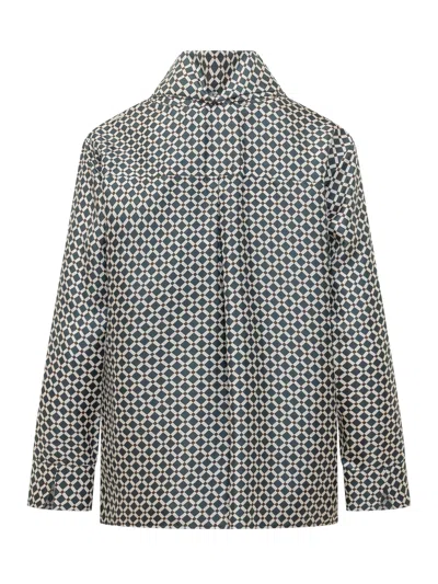 Max Mara's Max Mara`s Geometric Print Mini Shirt With Bow Detail In Rombi Blue