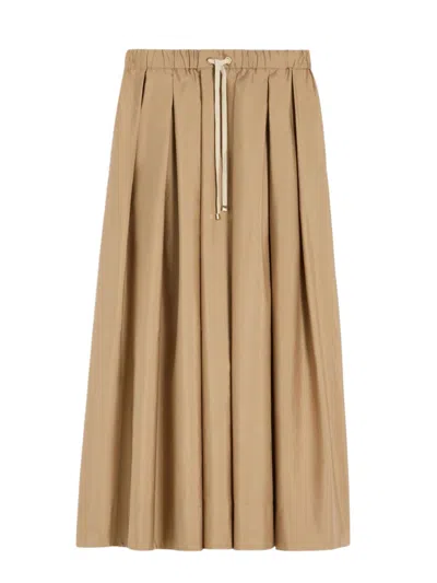 Max Mara's Max Mara`s High Waist A-line Skirt With Drawstring Waistband - Ss26 In Brown