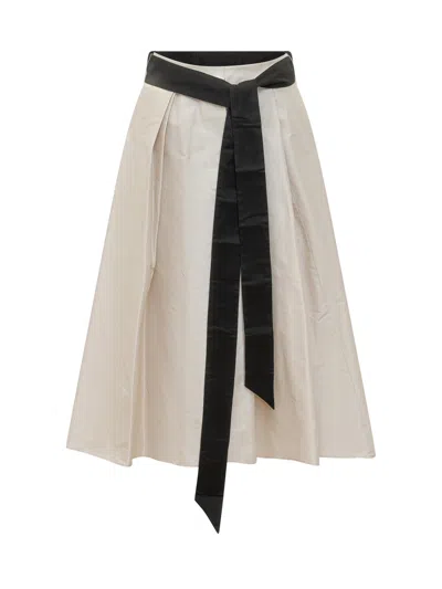 Max Mara's Max Mara`s Midi Skirt With Belt In Naturale