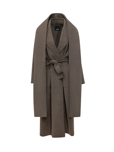Max Mara's Max Mara`s S Max Mara Peonie Wool Overcoat With Belt In Grigio Medio