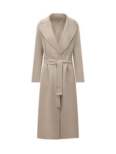 Max Mara's Max Mara`s Wool Overcoat With Poldo Belt In Albino