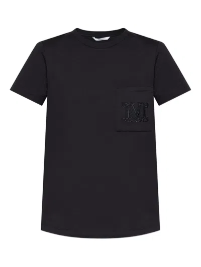 Max Mara Cotton T Shirt With Logo In Black