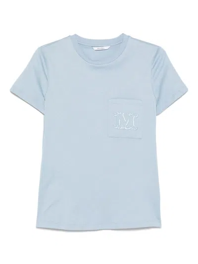 Max Mara Cotton T Shirt With Logo In Blue