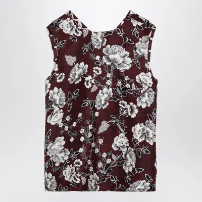 Max Maratimeless Reversible Patterned Silk Camisole Top In Burgundy