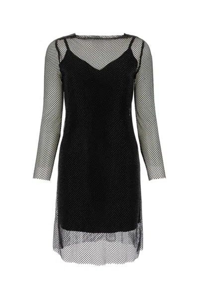 Max Mara Embellished Mesh Vezzo Mini Dress In Black