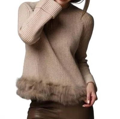 Max & Moi Pullover Wool Cashmere Sweater In Taupe In Gold