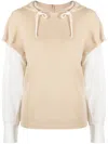 Max & Moi Short-sleeve Drawstring Hoodie In Neutrals
