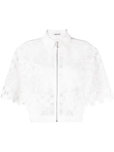 Max & Moi Tanami Floral-lace Semi-sheer Jacket In White