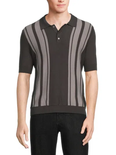 Max 'n Chester Men's Contrast Stripe Polo In Heather Grey