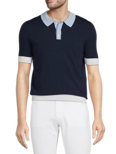 Max 'n Chester Men's Contrast Sweater Polo In Navy