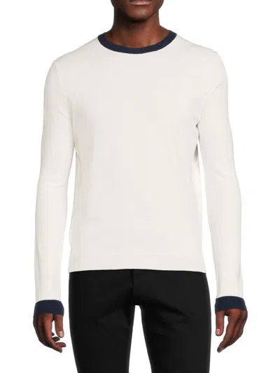 Max 'n Chester Men's Contrast Trim Crewneck Sweater In White