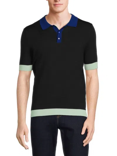 Max 'n Chester Men's Contrast Trim Sweater Polo In Teal Navy