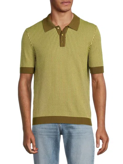Max 'n Chester Men's Pattern Polo In Olive Lime
