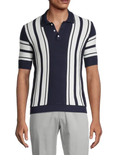 Max 'n Chester Men's Racing Stripe Knit Polo In Navy Blue