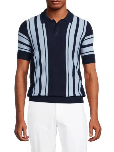 Max 'n Chester Men's Racing Stripe Sweater Polo In Blue