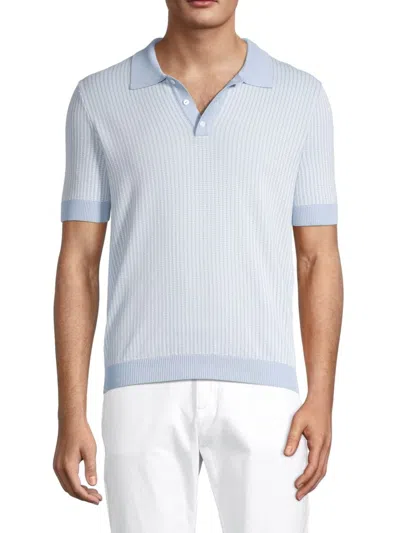 Max 'n Chester Men's Striped Knit Polo In Light Blue