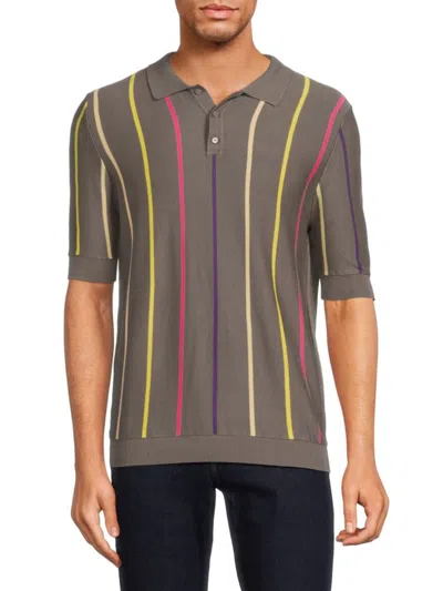 Max 'n Chester Men's Striped Polo In Charcoal Multi