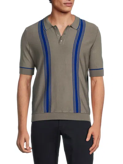 Max 'n Chester Men's Striped Polo In Charcoal Teal