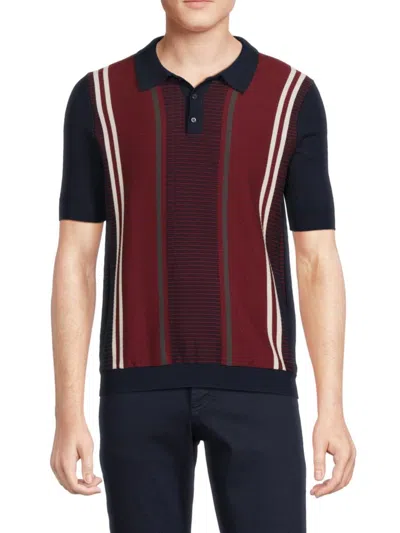 Max 'n Chester Men's Striped Sweater Polo In Navy Red