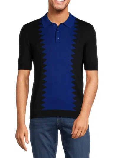 Max 'n Chester Men's Zig Zag Colorblock Polo In Navy Teal