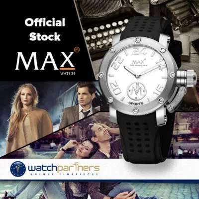 Pre-owned Max Sports Watch Xs36 White Dial S/steel Case 10atm Black Strap 36mm 5-550