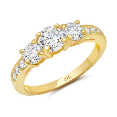 Max + Stone 10k Gold 1 Carat Cubic Zirconia Engagement Or Anniversary Three Stone Ring In Yellow
