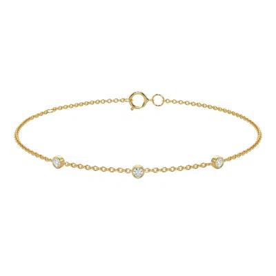 Max + Stone 10k Yellow Gold 3 Station Lab Grown Diamond Bracelet 7.5-9.5 Inch Adjustable