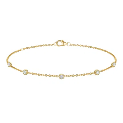 Max + Stone 10k Yellow Gold 5 Station Lab Grown Diamond Bracelet 7.5-9.5 Inch Adjustable