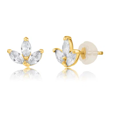 Max + Stone 10k Yellow Gold Cubic Zirconia Lotus Flower Stud Earrings
