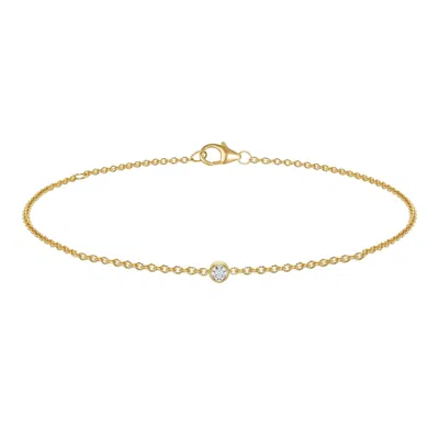 Max + Stone 10k Yellow Gold Lab Grown Diamond Bracelet With 7.5-9.5 Inch Adjustable Chain In Blue